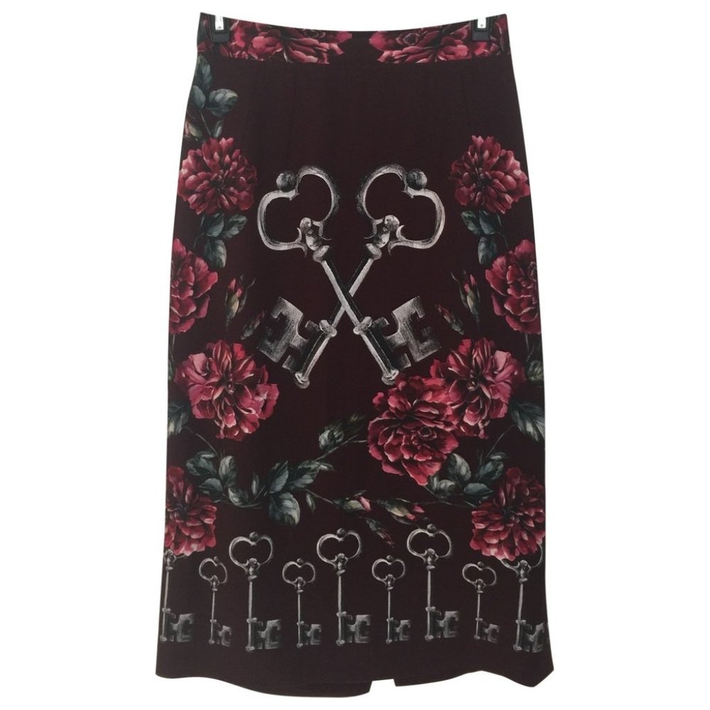 Dolce & Gabbana Rose & Key Burgundy Skirt